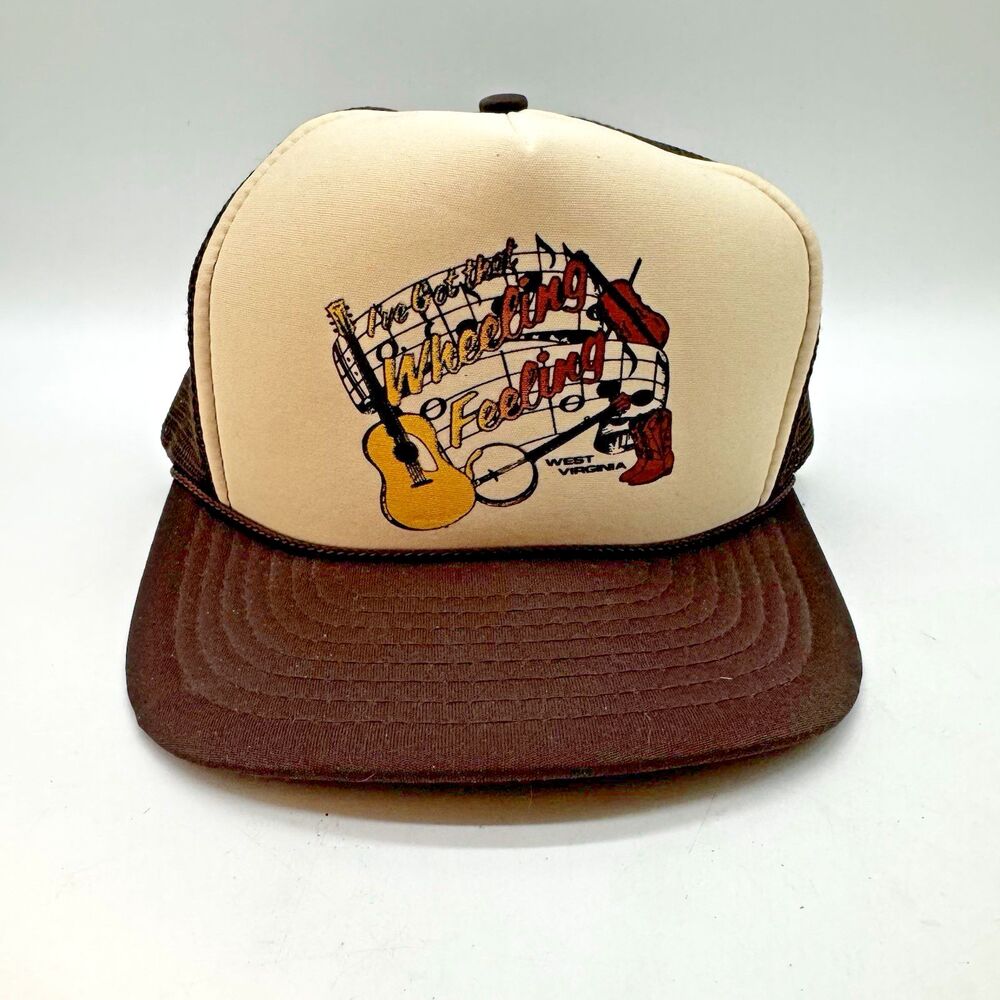 Vtg. 80s Country Music I've Got That Wheeling WV Feeling Rope Foam Mesh Back